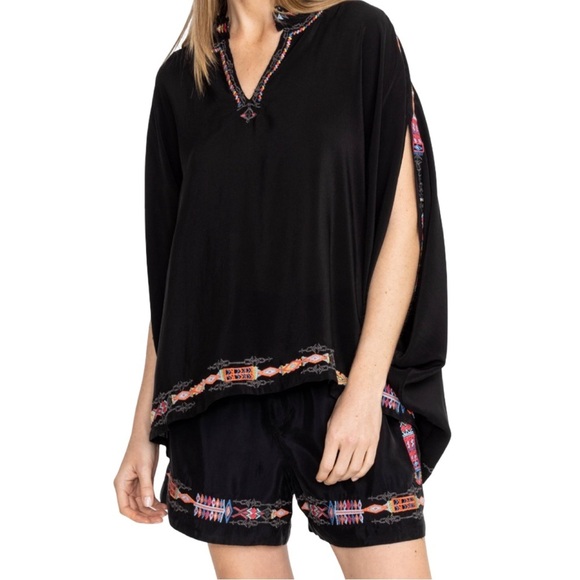 Johnny Was Sascha Embroidered Black Shorts NWT Size S Boho Festival Cupra Blend - Picture 1 of 10